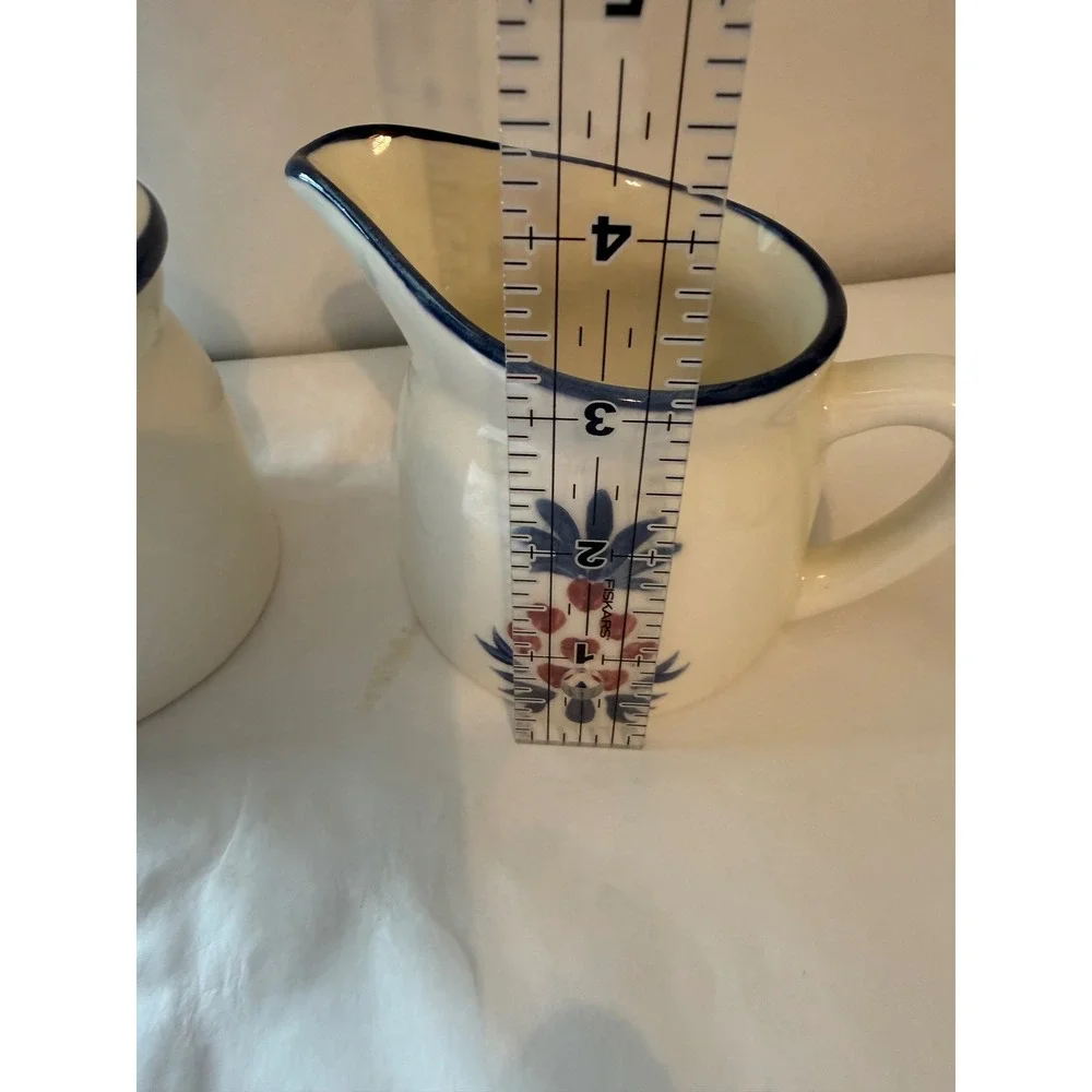 NS Gustin Co Pineapple Creamer Sugar Set with 3 Mugs Hand‎ Decorated Made in USA